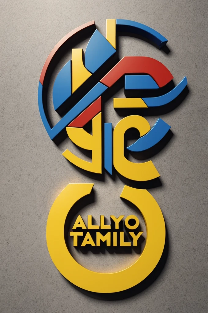 Create a 3D illustration of a logo that says Ayala family