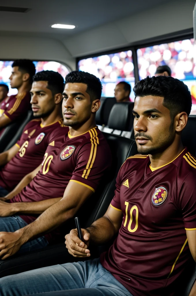 Men in back watching vinotinto football