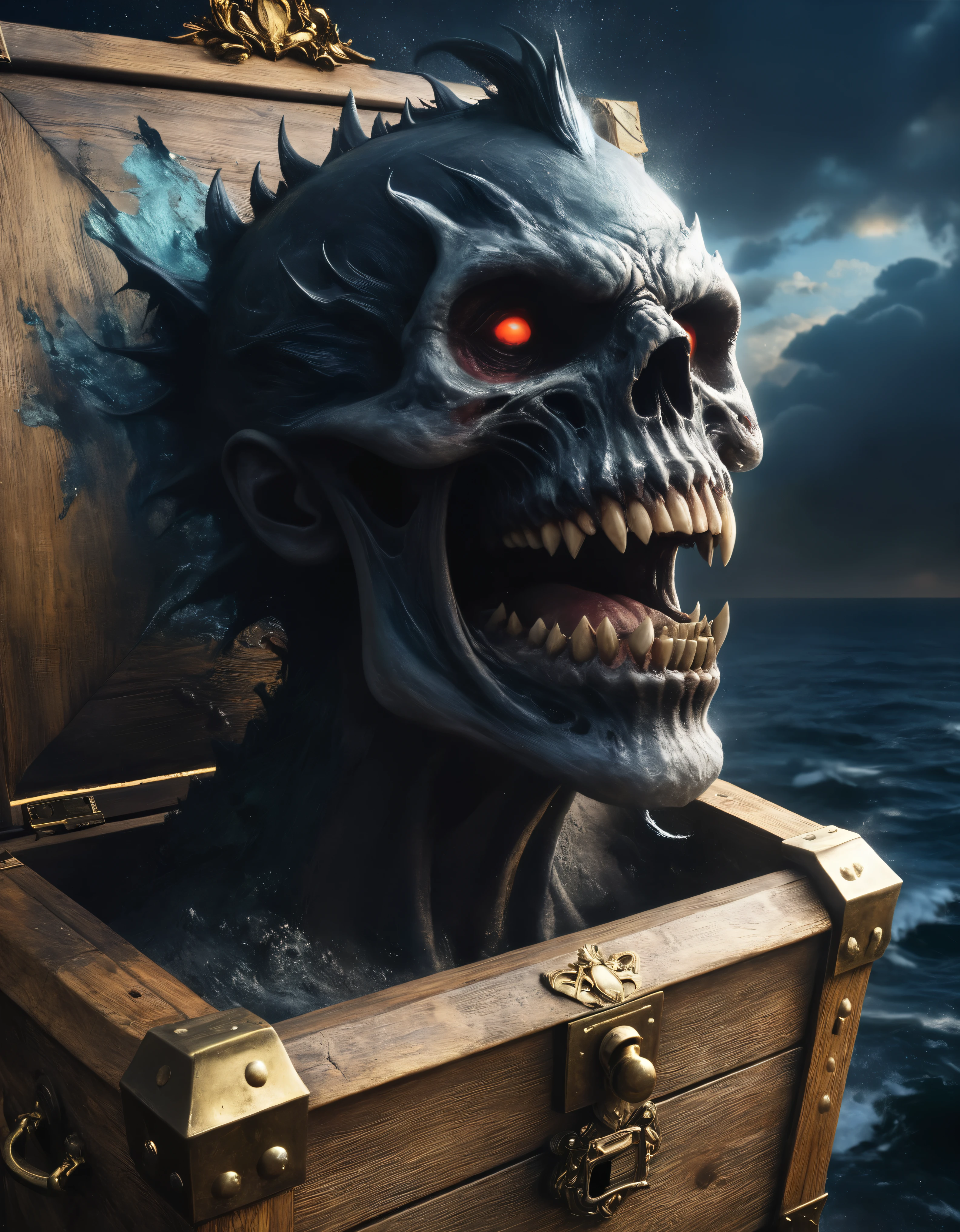 ((Masterpiece in maximum 16K resolution):1.6),((soft_color_photograpy:)1.5), ((Ultra-Detailed):1.4),((Movie-like still images and dynamic angles):1.3) | ((double contact):1.3), ((Fierce Supermodel Adventurer):1.2), ((Superimposed on Mimic treasure chest monster):1.1), ((Dark Village Sky):1.3), Oil and ink on canvas, fine dark art, super dramatic light, photoillustration, amazing depth, the ultra-detailed, iridescent black, superfluous dreams, intricately details, amazing depth, Amazing atmosphere, Mesmerizing whimsical vibrant landscapes, ((Pretty Female Adventurer):1.2),((Mimic Treasure Chest Monster):1.1), Maximalism ((beautiful outside, Ugly inside, pressure and pain, beauty and despair, hard and soft, positive and negative, hot and cold, Sweet and sour, Vibrant but boring, Perfect harmony, light and shadows, old and young, Black and white, Corresponding color, loud and quiet, Chaos and peace, life and death):1.2) The complex masterpiece of a real-time engineering leader. | Rendered in ultra-high definition with UHD and retina quality, this masterpiece ensures anatomical correctness and textured skin with super detail. With a focus on high quality and accuracy, this award-winning portrayal captures every nuance in stunning 16k resolution, immersing viewers in its lifelike depiction. | ((perfect_composition, perfect_design, perfect_layout, perfect_detail, ultra_detailed)), ((enhance_all, fix_everything)), More Detail, Enhance.