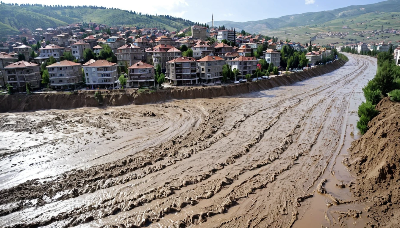 Impressive mud tsunami hits the city of Erzincan, Turkey