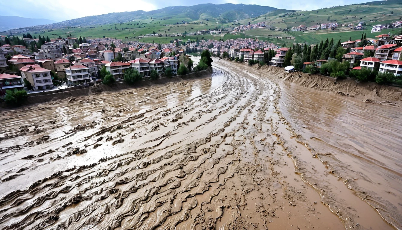 Impressive mud tsunami hits the city of Erzincan, Turkey