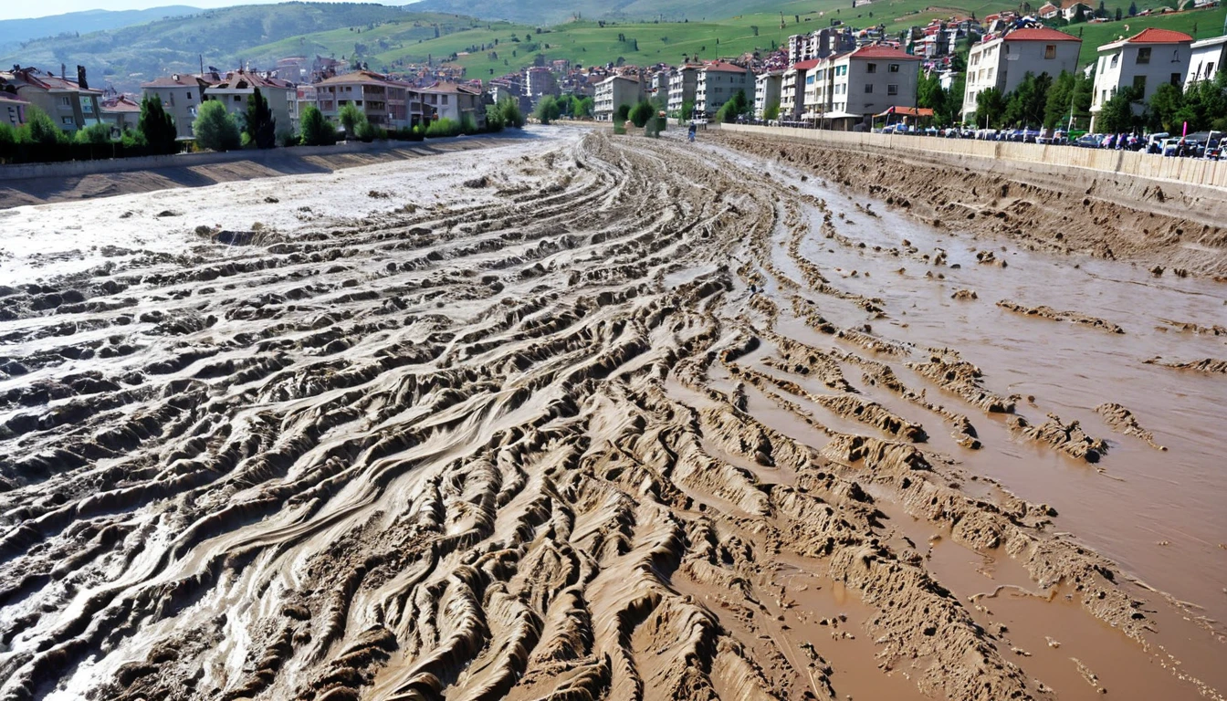 Impressive mud tsunami hits the city of Erzincan, Turkey