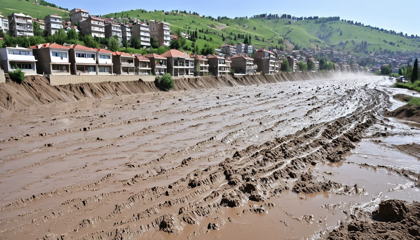 Impressive mud tsunami hits the city of Erzincan, Turkey