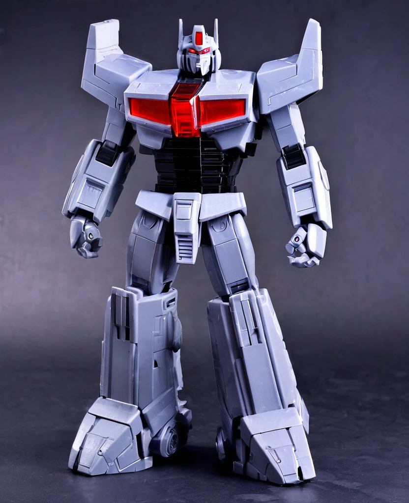 Megatron g1, grey colour, red eyes, full body, Megatron g1 style,