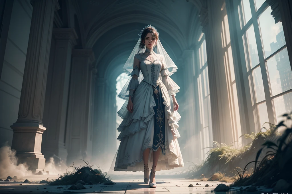 (best qualityer:1.04),Ghostly apparition,ethereal beauty,bride,translucent,tipis,smoky,nebulous,standing alone,intricate,chic,highy detailed,sharp focus,detailed otherworldly scenery,motion-blur,, glow effects, GOD, hand drawn, render, 8K, octane rendering, 4d cinema, Blender, tenebrosa, atmospheric 4K ultra detailed, cinematic, sharp focus, big depth of field, work of art, colors, 3d octane rendering, 4K, conceptual artwork, trends on artstation, hyper realist, Vivid colors, extremely detailed CG unity 8K wallpaper, trends at CGsociety, intricate, high détail, dramatic
