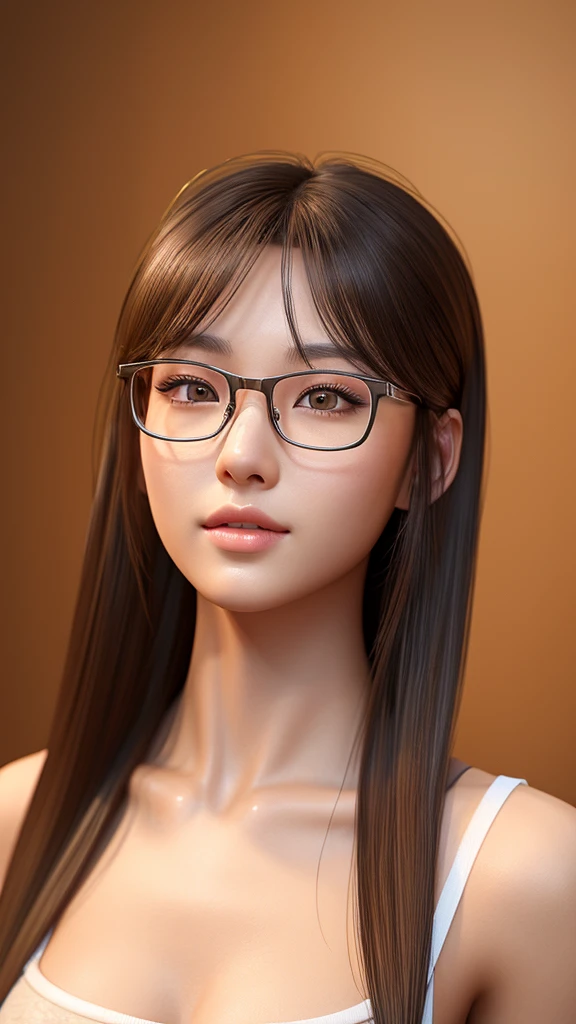a cute tan Chinese girl wearing glasses, jean pants,crop top, beautiful detailed eyes, beautiful detailed lips, extremely detailed face, long eyelashes, photorealistic, 8k, ultra-detailed, physically-based rendering, vivid colors, professional photography