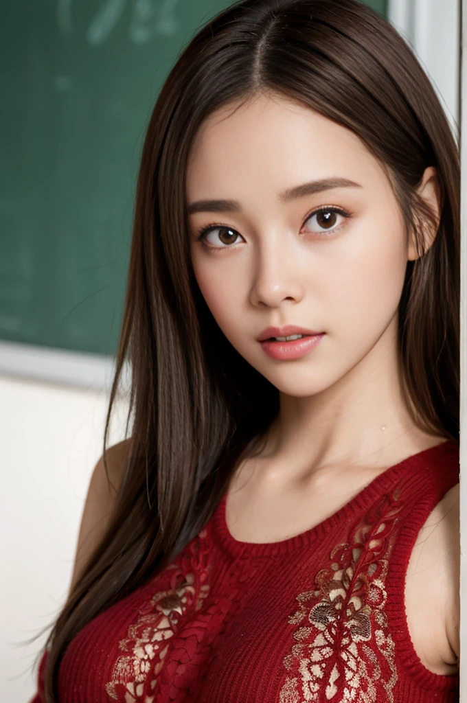 (masterpiece:1.3), high resolution, ultra detailed, extremely detailed CG unity 8k wallpaper, realistic, photo-realistic, RAW photo, beautiful detailed face, pale skin, realistic glistening skin, detailed cloth texture, detailed hair texture, Perfect body, Beautiful Face, accurate, Anatomically correct, Highly detailed face and skin texture, natural neck length, (beautiful hands), (fair skin:1.1), (well-aligned teeth:1.1), (Sweaty skin:1.2),
BREAK,
Detailed eyes, symmetric eyes, Light Brown eyes, Double eyelids, Thin eyebrows, (Glossy lips:1.4), ((A face with waiting for a kiss:1.2)), (blush:1.1), (A sparkling small hair accessory:1.1), (beautiful smile:1.1)
BREAK,
(A classy and Cute woman1.3), (nude, nsfw, nipple:1.4),
BREAK,
medium large breasts, slender figure, firm abs,
((ponytail, Dark blonde hair, wavy hair, long hair, asymmetric bangs:1.2)), (cowboy shot:1.2), (looking at viewer), , From above,
BREAK,
((Sitting side by side on the classroom),