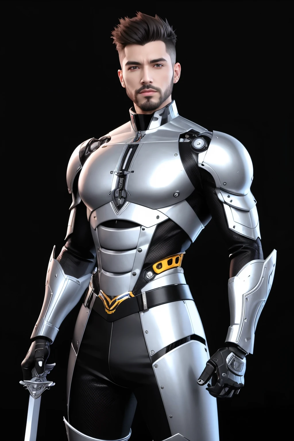 I want a man with robotic implants in his body and a sword