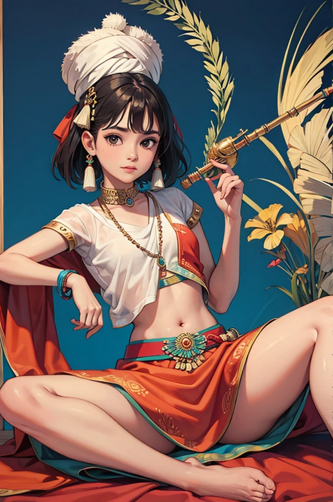 Image of Indian changing flute with themed background