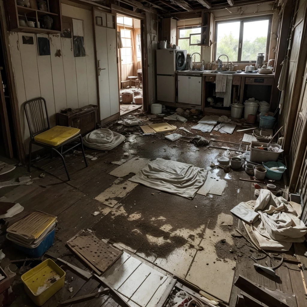 interior of a house (messy and dirty)