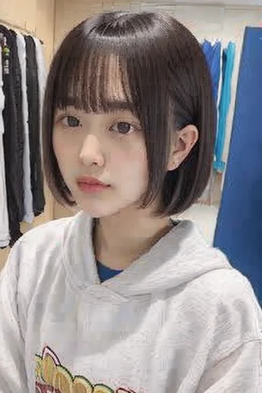 (masterpiece, best quality:1.2), 1girl, solo、リアルな髪、ボブヘア、顎下までの長さの髪