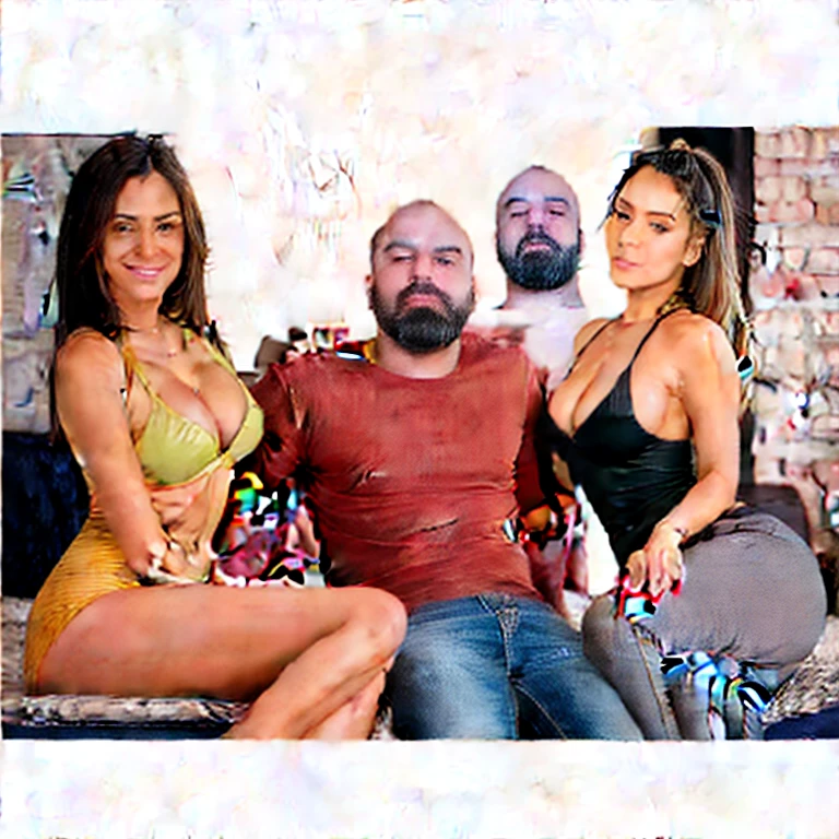 (masterpiece, best quality:1.2), (um homem pelado no meio de duas mulheres), sentados num sofá entre duas mulheres lindas latinas idade 20 anos, fitness body flertando, muito realista, masterpiece, bem detalhado, 