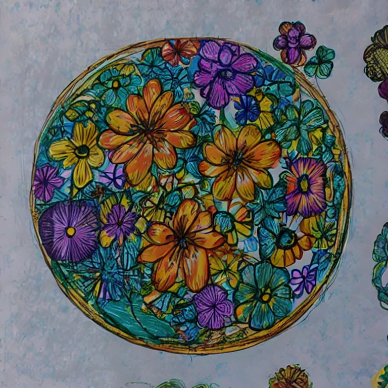 (masterpiece, best quality: 1.2), a drawing of a vase.  with a beautiful Brazilian flower inside, drawn on paper, great natural sunlight, in high quality, intricate, 4K, HD. (( in ZhaiaStyle style ))