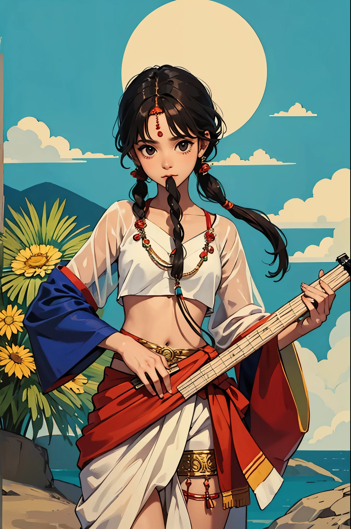 Image of Indian changing flute with themed background