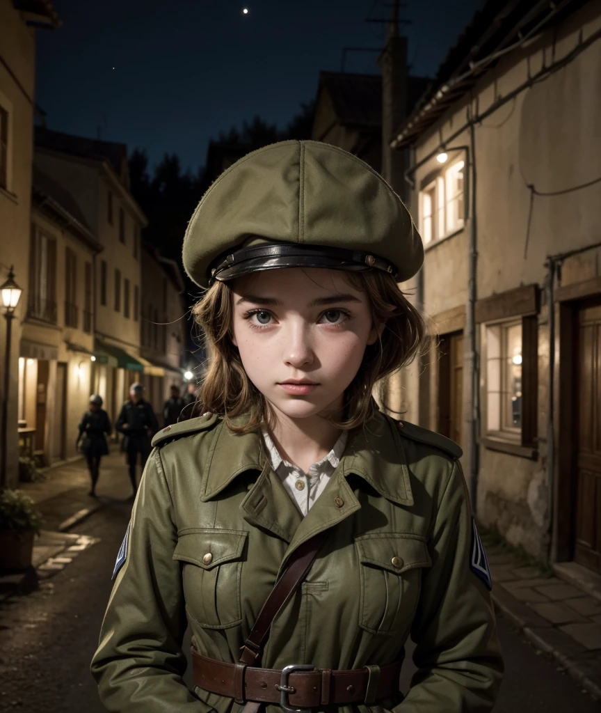 Umthe young french girl cuidando de um piloto aliado ferido em um campo durante a Segunda Guerra Mundial.A French village occupied by Nazis in 1943, with the French Resistance preparing in secret.marie, the young french girl, crossing enemy lines at night to warn the Resistance.A French Resistance group receiving crucial information from a brave young woman.A vital battle during World War II, with the French Resistance highlighted.The recovered Allied pilot, with a war scene in the background, agradecendo à jovem marie.""A French village celebrating victory after an act of bravery by one of its residents.A expressão determinada de marie enquanto ela se esconde dos soldados nazistas.