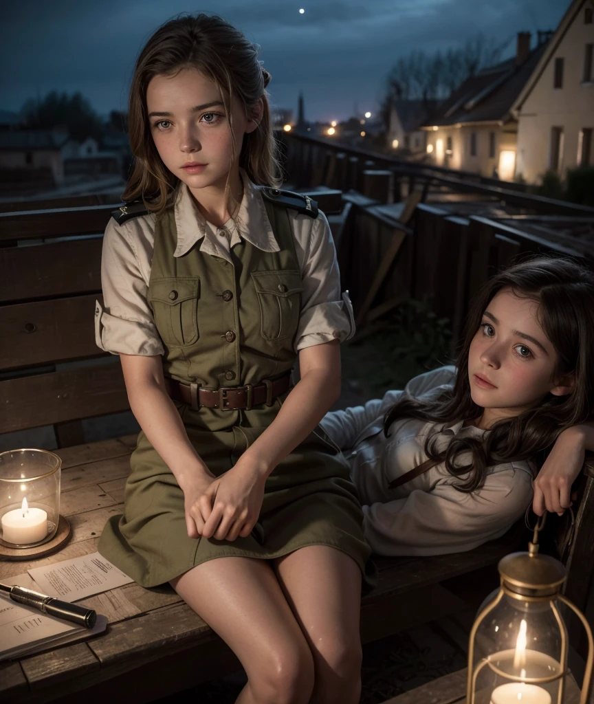 Umthe young french girl cuidando de um piloto aliado ferido em um campo durante a Segunda Guerra Mundial.A French village occupied by Nazis in 1943, with the French Resistance preparing in secret.marie, the young french girl, crossing enemy lines at night to warn the Resistance.A French Resistance group receiving crucial information from a brave young woman.A vital battle during World War II, with the French Resistance highlighted.The recovered Allied pilot, with a war scene in the background, agradecendo à jovem marie.""A French village celebrating victory after an act of bravery by one of its residents.A expressão determinada de marie enquanto ela se esconde dos soldados nazistas.