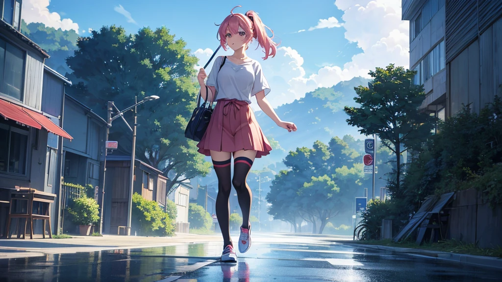 Woman wearing headphones, Anime Style 4 k, anime wallpaper 4k, anime wallpaper 4k, 4k anime wallpaper, anime art wallpaper 4k, anime art wallpaper 4k, Anime Style. 8K, Anime atmosphere, , Ultra HD Anime Wallpaper, Anime Art Wallpaper 8K, Anime Background,summer,landscape、far away、music