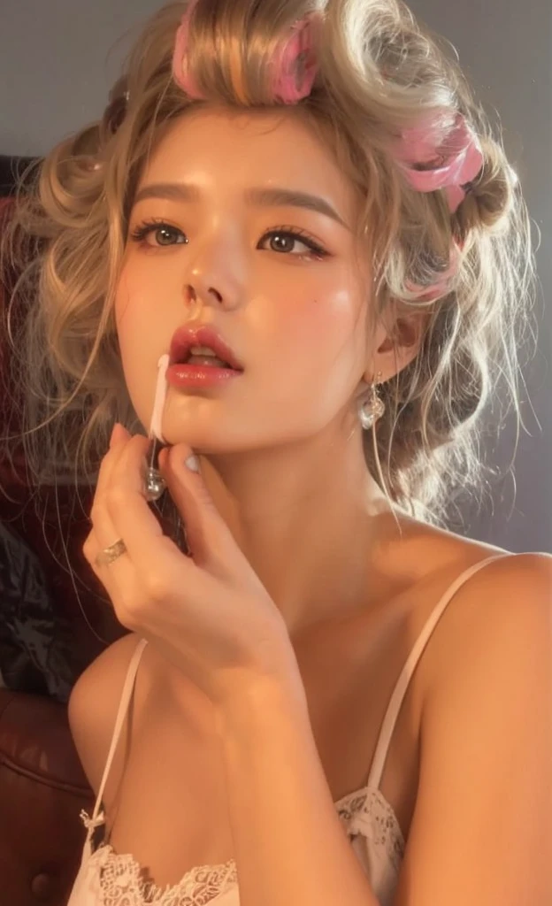 Wonyoung do IVE face, photo realist, ultra HD, 8K, big and juicy lips