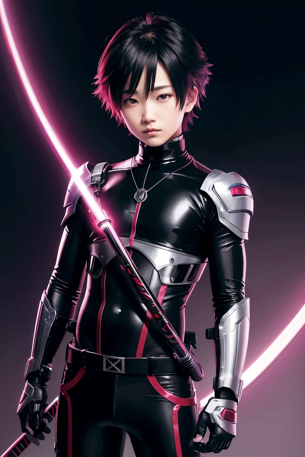 1 boy, adolescent, アニメ, hypdertailed, simple background, cyborgue, futurist, katana user