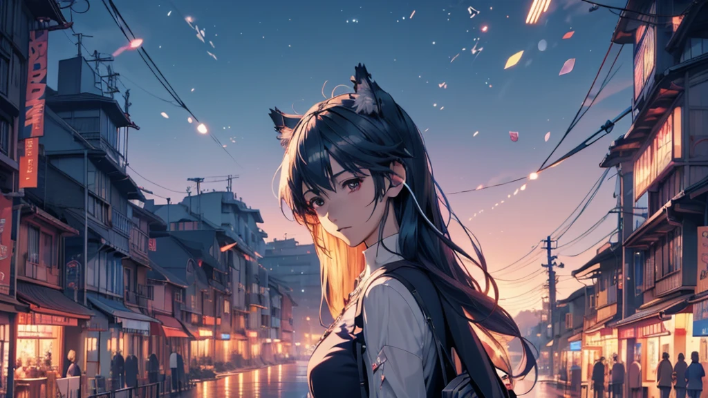 Woman wearing headphones, Anime Style 4 k, anime wallpaper 4k, anime wallpaper 4k, 4k anime wallpaper, anime art wallpaper 4k, anime art wallpaper 4k, Anime Style. 8K, Anime atmosphere, , Ultra HD Anime Wallpaper, Anime Art Wallpaper 8K, Anime Background,landscape、far away、music
