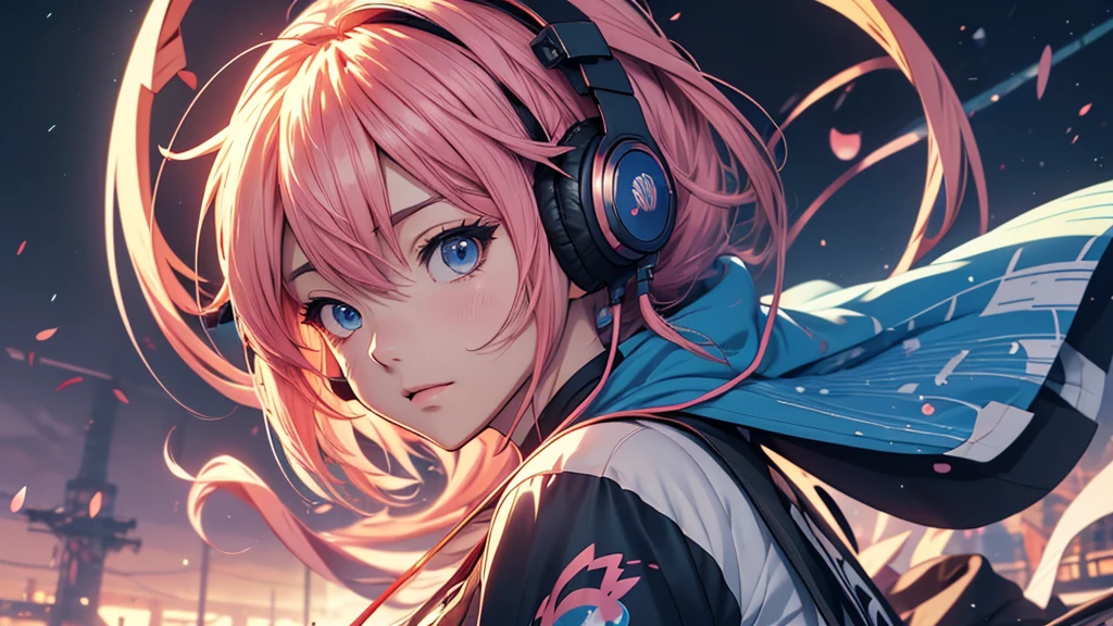 Woman wearing headphones, Anime Style 4 k, anime wallpaper 4k, anime wallpaper 4k, 4k anime wallpaper, anime art wallpaper 4k, anime art wallpaper 4k, Anime Style. 8K, Anime atmosphere, , Ultra HD Anime Wallpaper, Anime Art Wallpaper 8K, Anime Background,landscape、far away、music