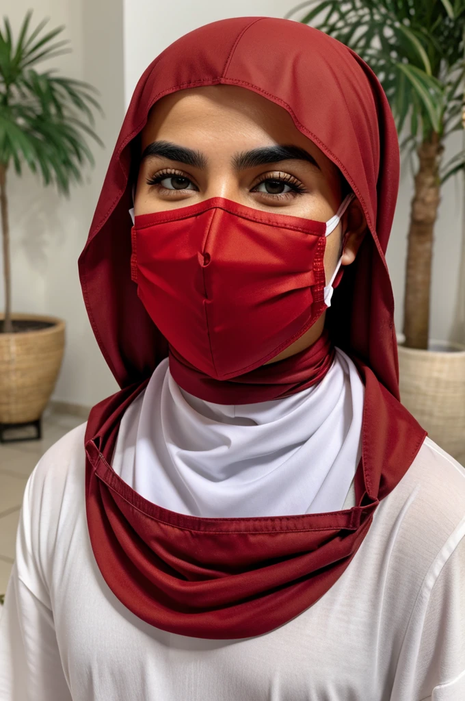 Arab with a red face mask 