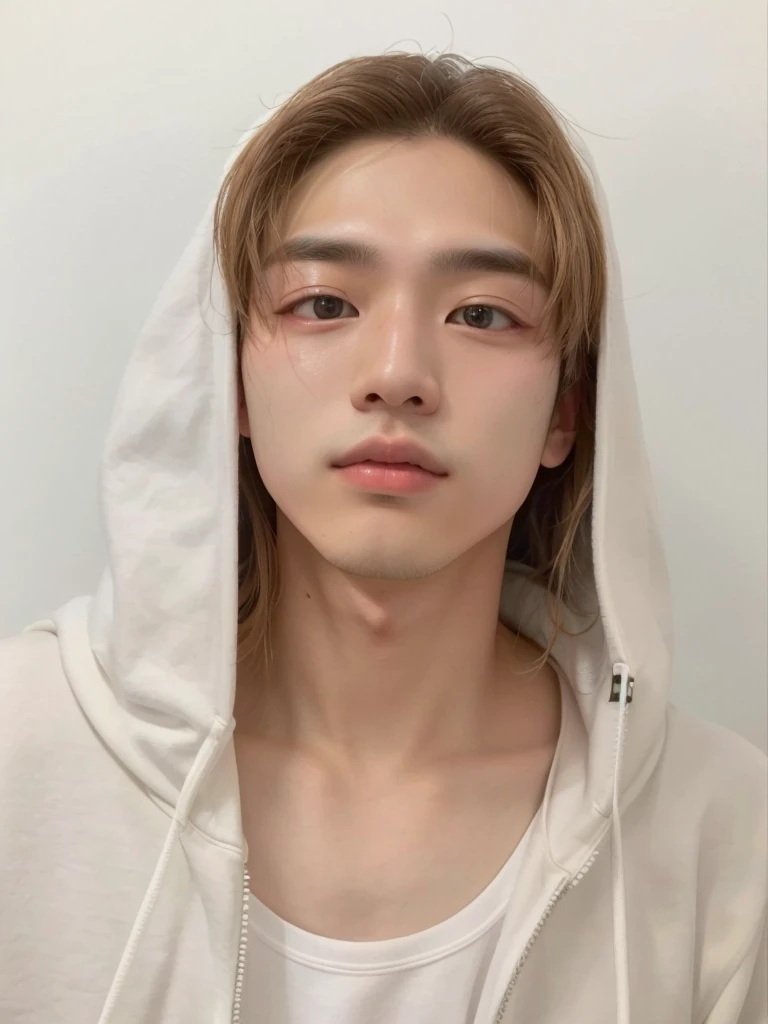 a close-up of a person wearing a hooded sweatshirt and a white shirt, hyung tae, all from the group nct, adorable and pale korean face, taken at the beginning of 2020, Hong Jun Hyung, Tae June Kim, jung jaehyun, xqc, Kim Doyoung, young pale angel, 1 7 year old boy, lean face, hyung tae kim