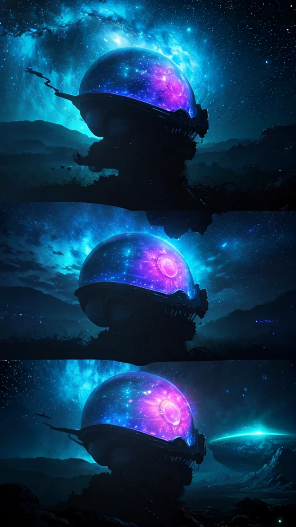 (Best quality,Ultra-detailed,Realistic:1.37), Extraterrestrial life form (Latina Adult Model Daisy Marie), Glowing ethereal eyes, Intricate alien characteristics, busty,[(((Glassy transparent skin alien)))+purpleish color], Vibrant colors, celestial background, Cosmic atmosphere, mystical aura, otherworldly presence, Starry sky, Radiant celestial bodies, Interstellar beauty, Mesmerizing light patterns, Surrealist composition, Otherworldly brilliance, starry,stars, cloud,colorful