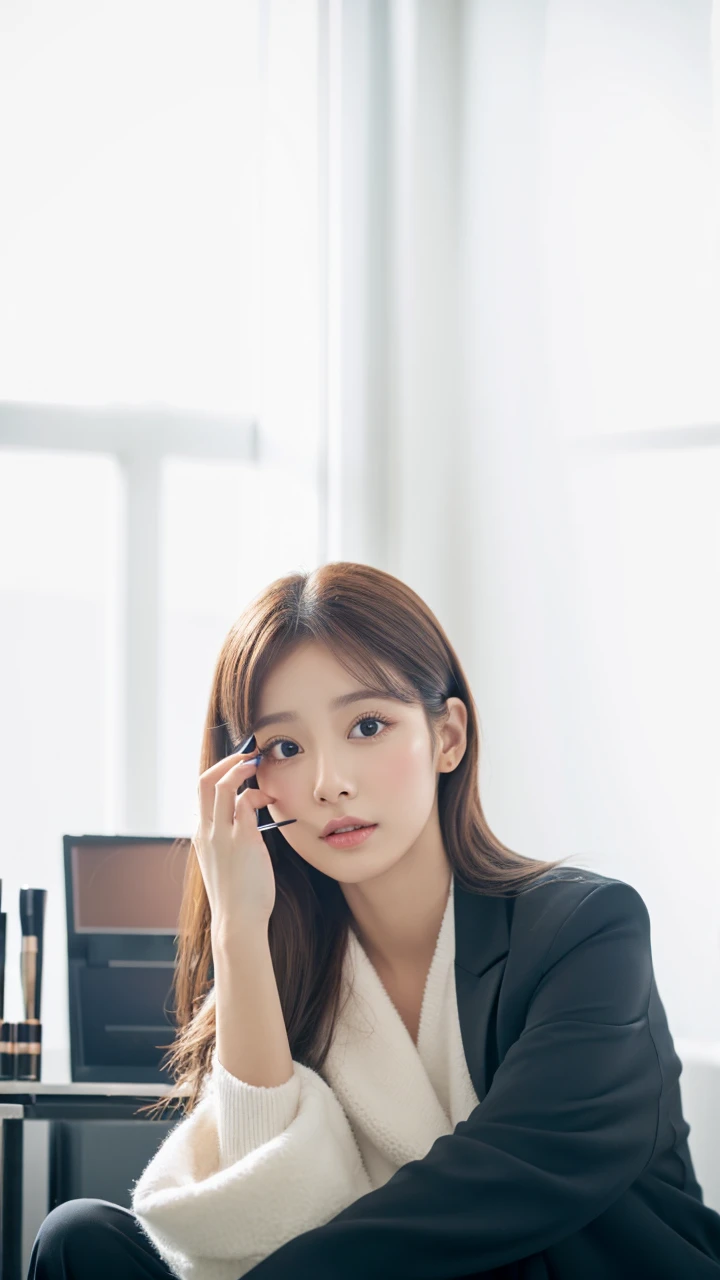 career woman,Beauty,make,Cosmetics Advertising,Idol,model,cute,,indoor,medium hair,droopy eyes,fluffy
