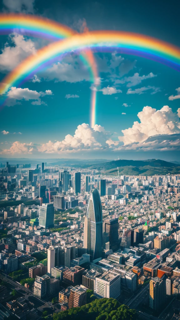 there is a rainbow in the sky over a beach with rocks and pebbles, an illustration of by Igor Grabar, trending on shutterstock, fine art, seashore, magical beach, sunny rainbow galaxy stormy sea, colorful hd picure, near the seashore, rainbow reflections, just one rainbow 8 k, beach landscape, still of rainbow ophanim, calm vivid colors a view of a city with tall buildings and a green park, a picture by Naondo Nakamura, unsplash, sōsaku hanga, tokyo japan, there are two people climbing up a mountain with a view of the clouds, a detailed matte painting inspired by Michael Komarck, unsplash, romanticism, chamonix, photo epic of the year, max rive, breath taking, epic stunning atmosphere, national geographic footage, rise above clouds, stunning skied, above the clouds, gopro footage tokyo city, tokyo city in the background, tokio, tokyo, japanese city, tokyo prefecture, new tokyo, aerial view of a city, tokyo in the background, bird's eye view of a city