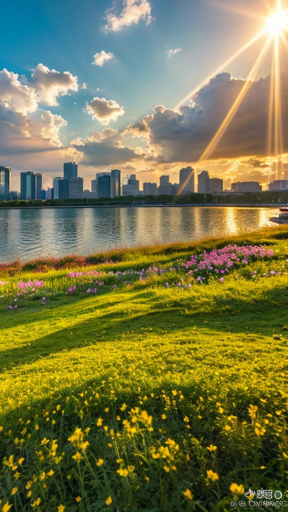 a close up of a field of flowers with a sky in the background, god's rays highly detailed, rays of life, god's rays, rays of god, there is a picture of a beach with a pier in the distance, today\'s featured photograph 4k, clouds and wings and waves, clouds and waves, oceanside, crisp lines, harmony of swirly clouds, epic blue sky, a view of a city with tall buildings and a green park, tokyo japan, tokyo city, tokyo city in the background, tokio, tokyo, japanese city, tokyo prefecture, new tokyo, aerial view of a city, tokyo in the background, bird's eye view of a city, modern tokyo, japanese downtown, osaka skyline background, in tokio, shinjuku seascape, heaven on earth, wide angle landscape photography, epic wide angle, wispy clouds, big sky, big blue sky god sun rays, few sun rays, rays of god shining from above, rays of the sun, sun rays at sunset, rays of sunlight, godly light, rays of sunlights, rays of sun