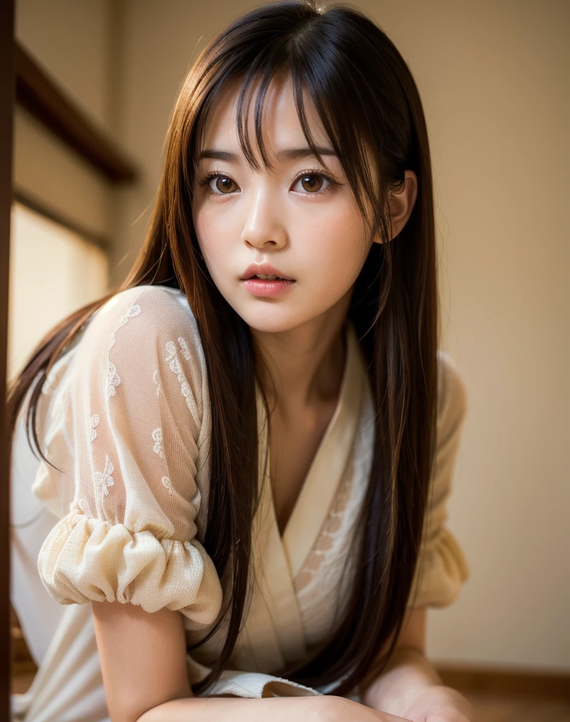 sit cross-legged on the floor, best quality, face focus, soft light, ultra high res, (photorealistic:1.4), RAW photo,
1japanese girl, solo, cute, (pupil, lights in the eyes), detailed beautiful face, (small chest),(high resolution detail of human skin texture),
(long hair),
indoor,
Damask Shirt Dress,
(portrait)