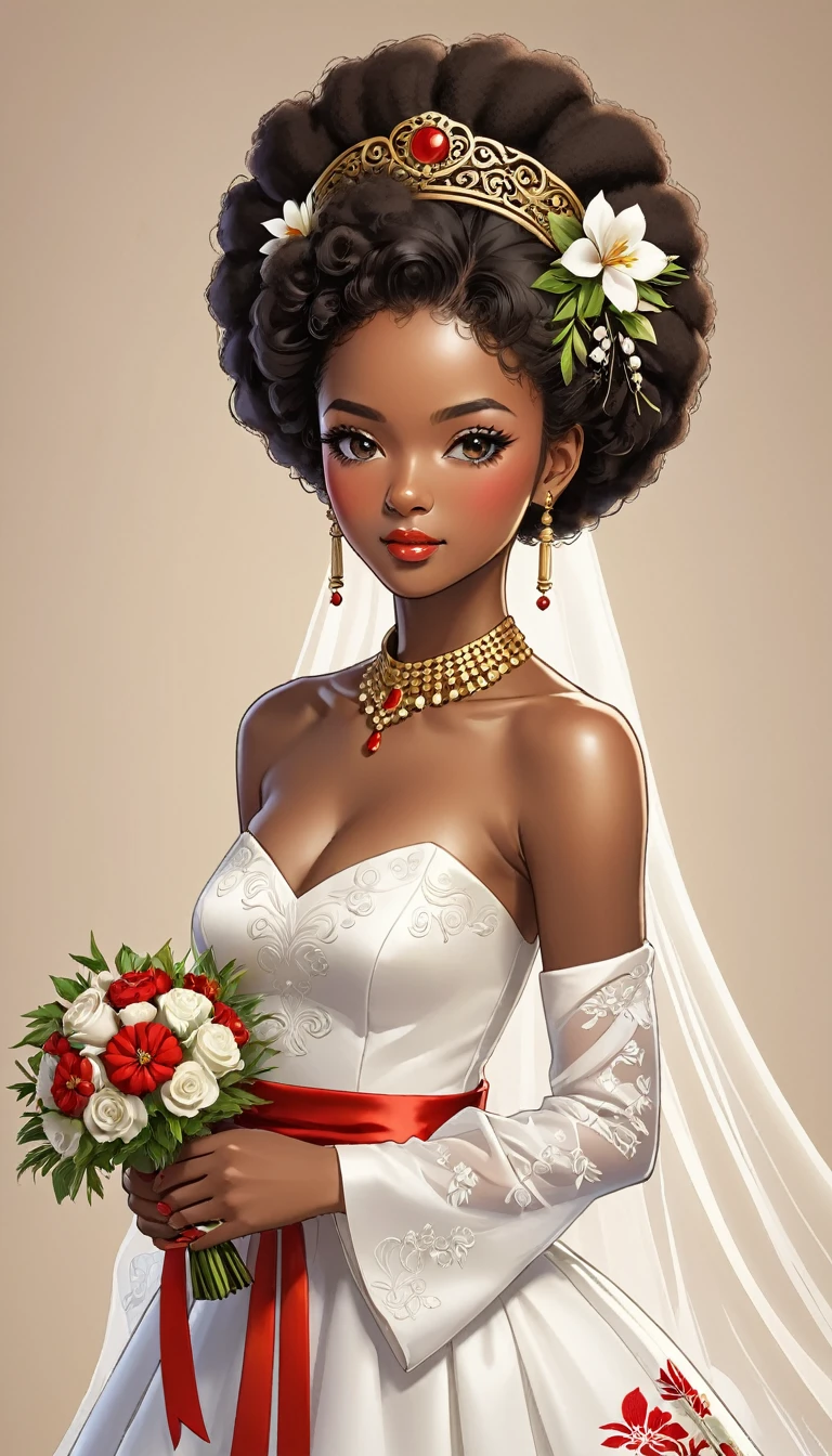 Afro-American、Girl、bride、Traditional Hair、Upper Body、