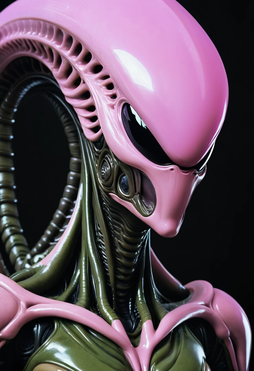 (((Very close up (((Xenomorph Alien the eighth passenger fusion Majin Buu))),((Surreal and cinematic images))),(((Color Splash Images))),(((Front Images))),(((dreadlocks)))