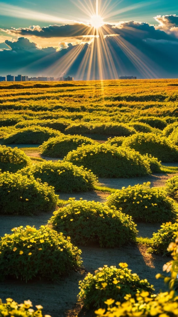 a close up of a field of flowers with a sky in the background, god's rays highly detailed, rays of life, god's rays, rays of god, there is a picture of a beach with a pier in the distance, today\'s featured photograph 4k, clouds and wings and waves, clouds and waves, oceanside, crisp lines, harmony of swirly clouds, epic blue sky, a view of a city with tall buildings and a green park, tokyo japan, tokyo city, tokyo city in the background, tokio, tokyo, japanese city, tokyo prefecture, new tokyo, aerial view of a city, tokyo in the background, bird's eye view of a city, modern tokyo, japanese downtown, osaka skyline background, in tokio, shinjuku seascape, heaven on earth, wide angle landscape photography, epic wide angle, wispy clouds, big sky, big blue sky god sun rays, few sun rays, rays of god shining from above, rays of the sun, sun rays at sunset, rays of sunlight, godly light, rays of sunlights, rays of sun