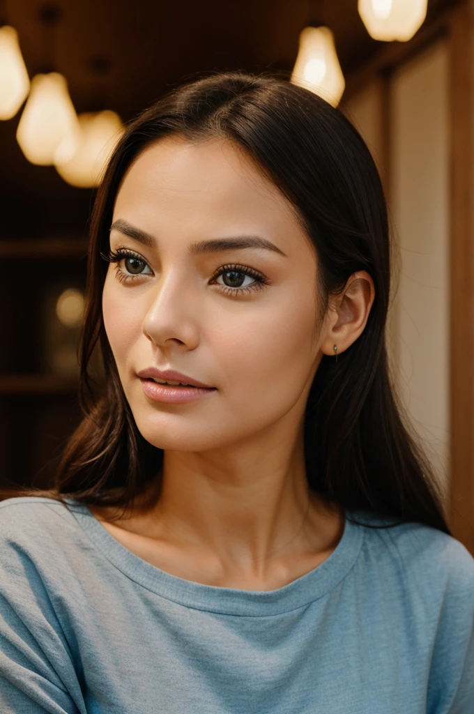 Face expression of lady when she feel the peak level of good