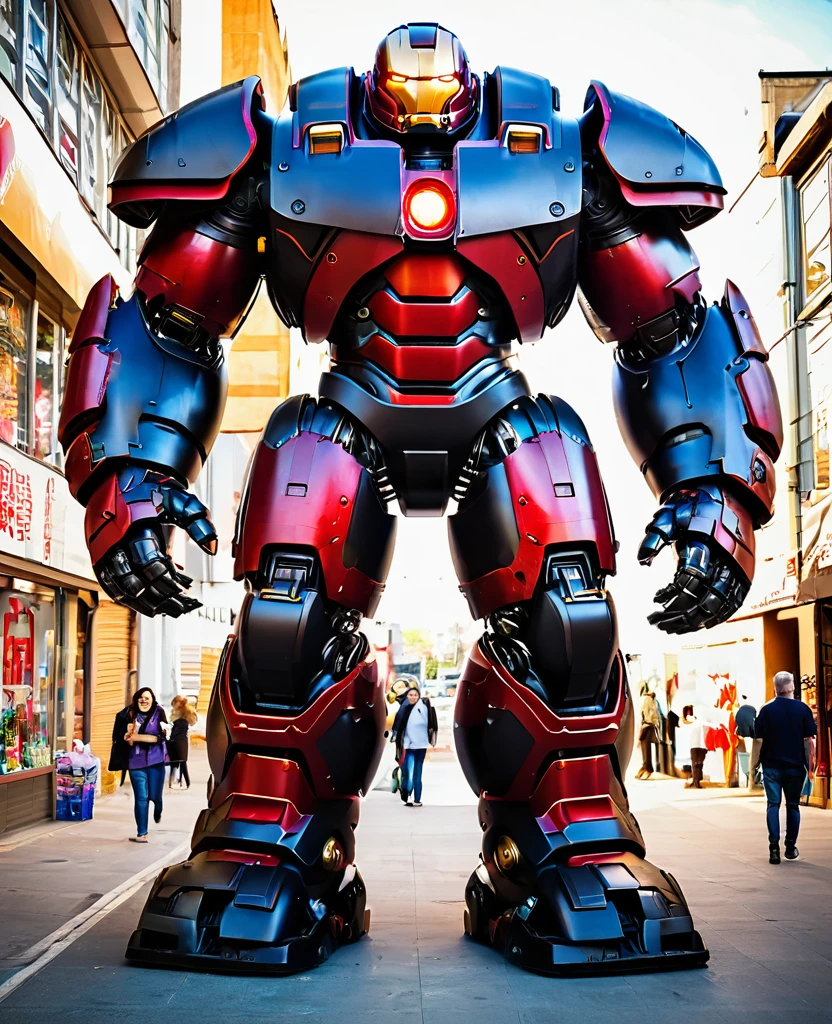 Hulkbuster, black red random colour, giant robot, full body, hulkbuster style
