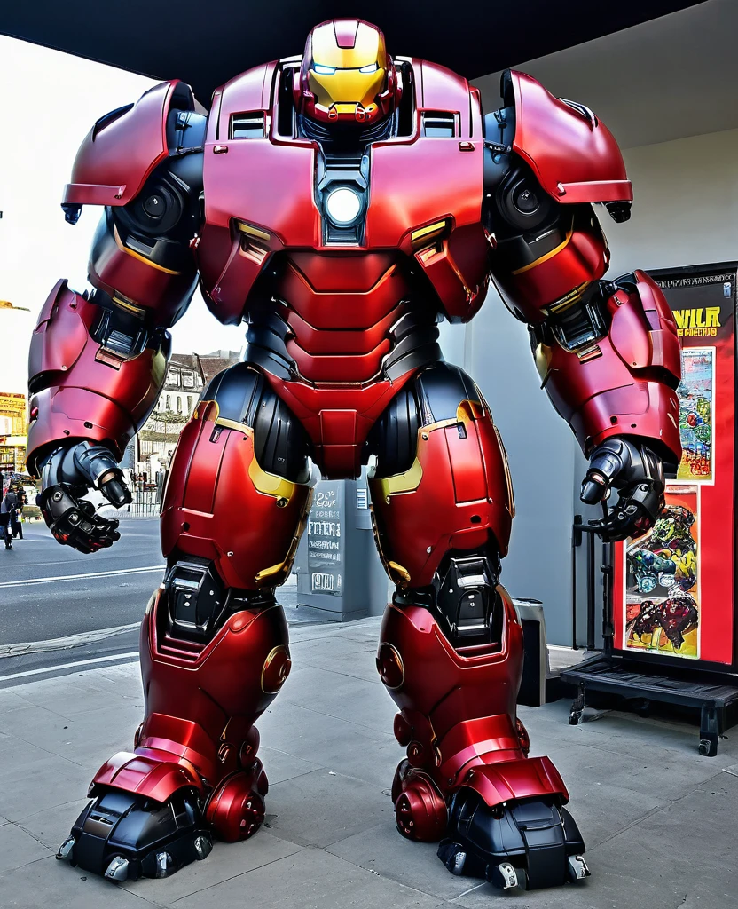 Hulkbuster, black red random colour, giant robot, full body, hulkbuster style 