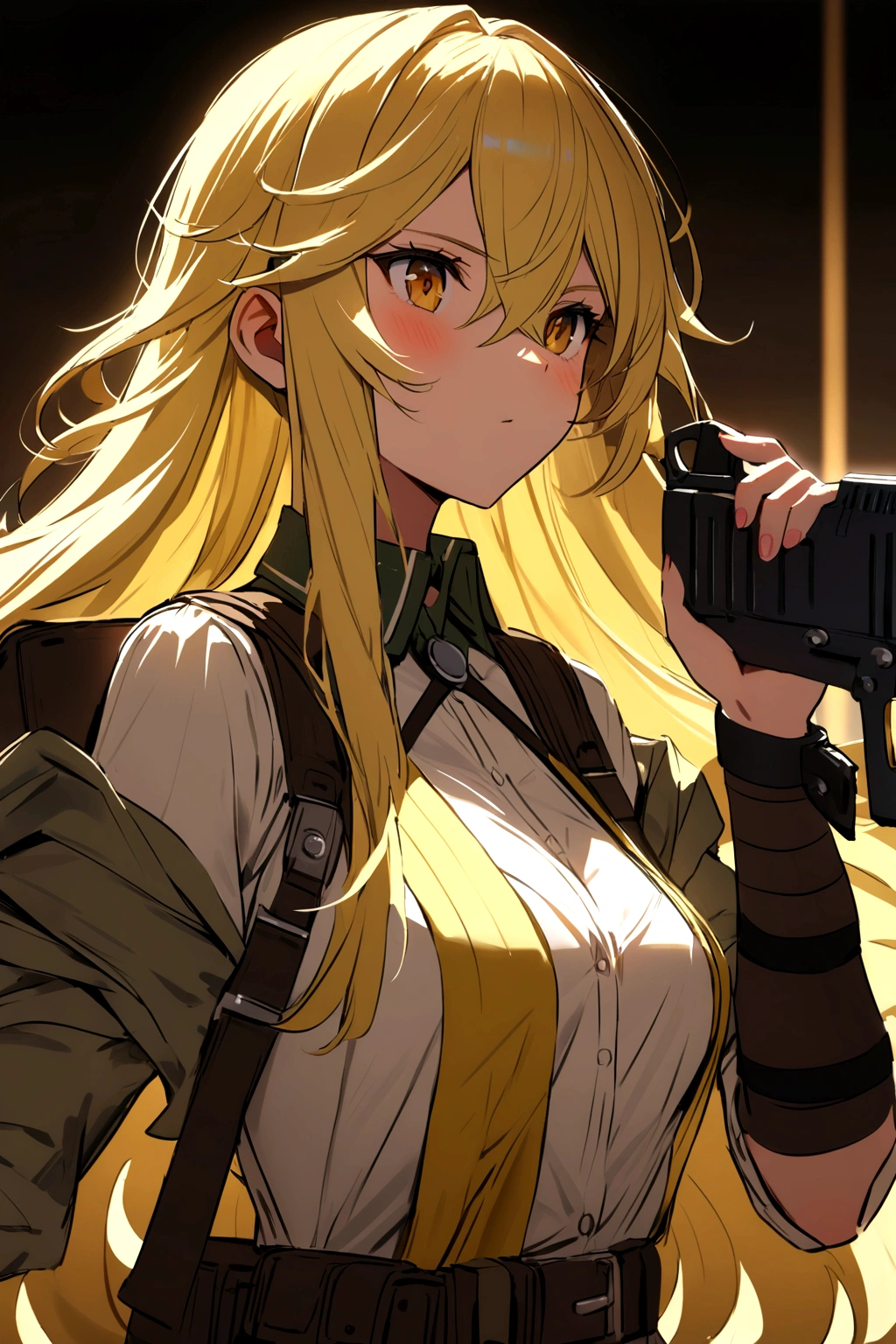 Yellow hair girl with lascar gun like layla mlbb game