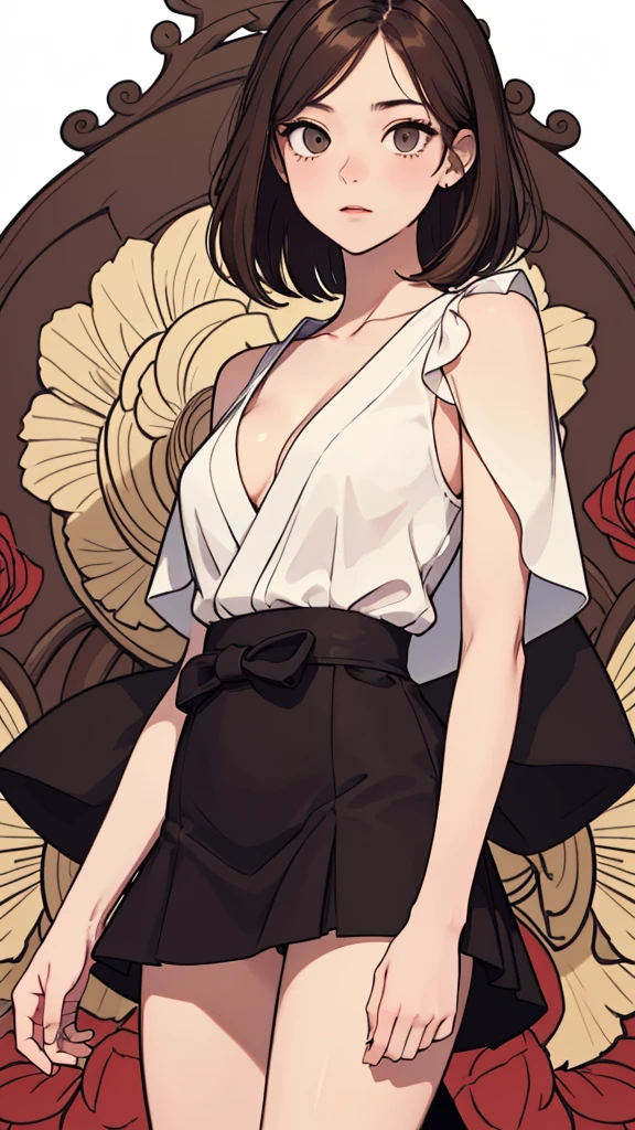 (((masterpiece, best quality, ultra highres, 1 girl, solo, no background))), super detailed skin and face and eyes and finger, beautiful japanese woman, small breasts:1.5, skinny, light brown hair, white background, very short pixie hair, Knee shot, Generate with illustrations, Various expressions, Various poses, Please draw the entire character within the frame, ensuring that the head, arms, and legs are not cut off. The background should be simple, with the character positioned centrally, outline, anime, 2d, boyish, smile showing teeth, underwear, spread legs,