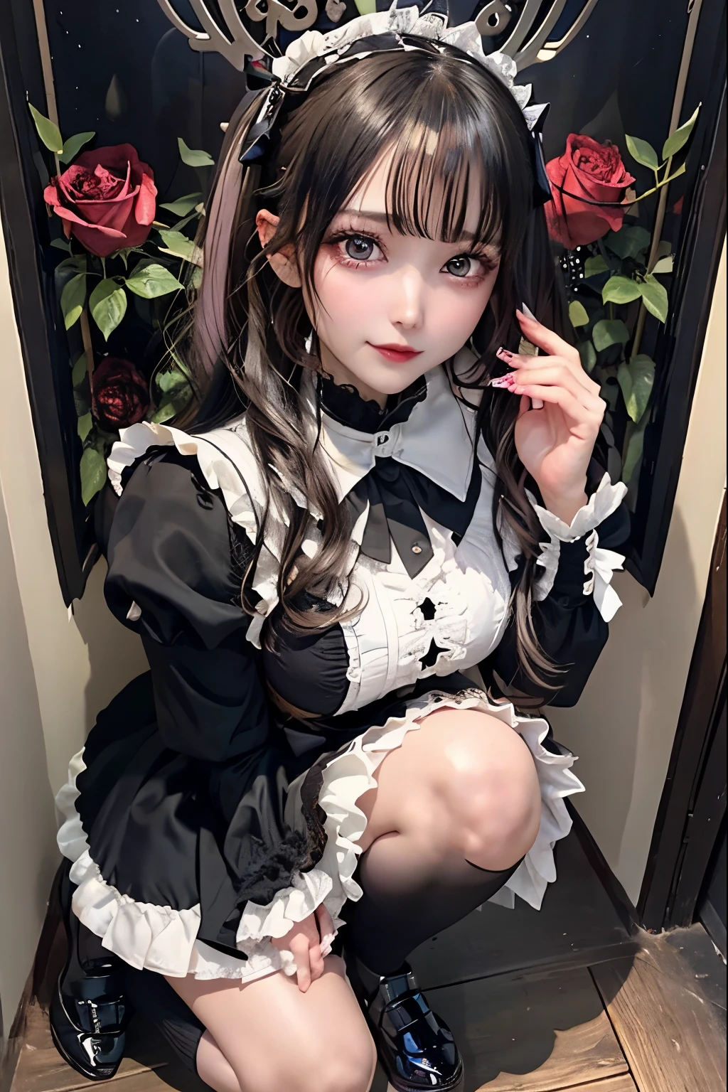 Hard Dark Gothic Makeup、Black dark eyeshadow、sad、Good skin radiance、Dark Gothicメイク、Dark smile、palace、The beauty of fragrance、24-years-old、Expression of intense sexual pleasure、Embarrassed look、Dark Gothic、Highest quality、Expression of sexual pleasure amid suffering、Drunk face、紫のMaid clothes、Mysterious、Noble、The face of someone holding it in the toilet、sexy、Loving smile、Twin tail hair、Right blue eye, Left eye is red、Super tempting pose、Platform Heel Shoes、Heavy makeup、Gothic Lolita clothes、Silver Hair、Long Hair Straight Hair、Cute Gothic Lolita Dress、Beautiful Face、elegant features、Attractive face、Stained glass is the background、Chest glistening with sweat、The room is dark、goth long dress、Bell Sleeves、Wizard Sleeve、Decadent look、Sexually excited expression、Glossy thighs wet with water、Thighs that are wet and shiny with oil、Background of a room full of roses、sad expression、Rose Maiden、The embroidery is pink、The dress has pink embroidery.、Thigh-high socks、Knee-high socks、Gentle expression、Dark black eyeshadow、Stained glass and rose background、thighs are a little thin、Female Duo、Female couple、dark church background、Stained glass、Black metal world、Dark Castle、Dark Room、Slender body、gothic long dress、Victorian dress、Small breasts、Hold the wine in your right hand、Hold the lantern in your left hand、pantyhose、Sit on the bed、The bed is covered with roses、Lying in bed、Her thighs are shining with sweat、My body is wet and shiny、Lots of glitter on the thighs、sweating、My thighs are sticky from sweating、Sweat glistening on my thighs, The whole body is sweaty and shiny、I sweated a lot.、My thighs are sweaty、My thighs are wet、My thighs are shining with sweat、A lot of sweat glistening all over the body、Slender body、