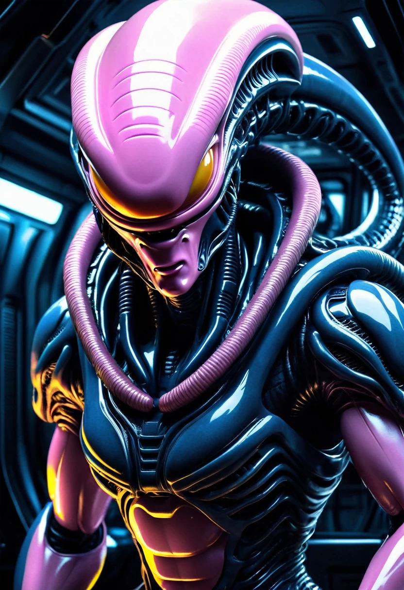 (((Very close up (((Xenomorph Alien the eighth passenger fusion Majin Buu))),((Surreal and cinematic images))),(((Color Splash Images))),(((Front Images))),(((Dragon Ball Z))) 