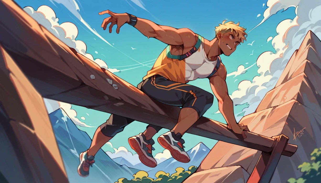 blonde man and dark-skinned woman climbing a mountain on an MTB bike
