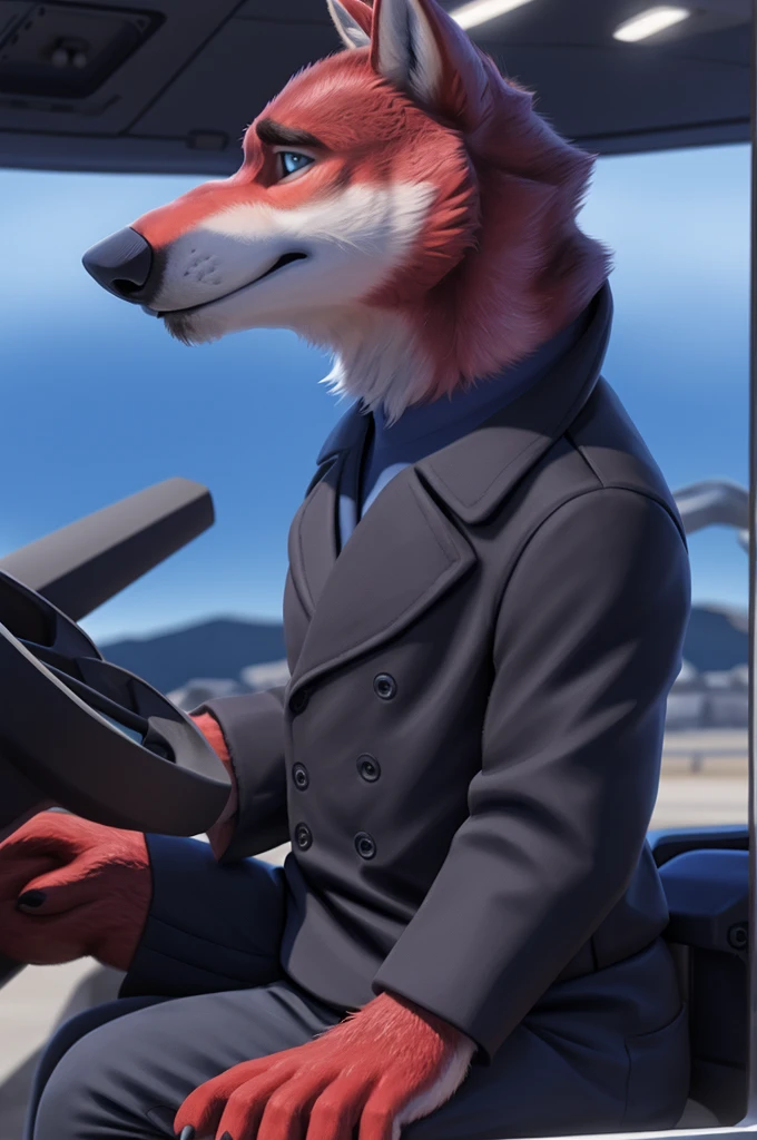 Ivan Fedorovich Wolfbach (Novosibirsk) ,tall handsome, wolf,young, 24 years, brown fur,Kind,(red body:1.3),beautiful blue eyes,Novosibirsk,dressed,civil aviation pilot uniform,commander's patch jacket, shirt,shoulder straps, black tie, trousers, commander's cap, trousers,canine, wolf, detailed fur, male, second, paw pads, finger claws,At the viewer, 5 fingers, paws, 5 fingers, smile, wrist watch, т nextel,by xenoforge, (difficult, high detail, digital photography, soft focus, RAW,goes for a walk, ,Very close to the camera,airport,Novosibirsk, smile, good mood, positive, Very close to the camera, shirt в клетку, At the hairdresser, without hair,
Photorealism, realistic, photorealistic, digital style, Subsurface scattering,I look at the viewer,is sitting, looks at the mirror, men's cosmetics, perfume perfumery, shirt в клетку,
masterpiece, Best quality, ultra realistic, 8 thousand.)