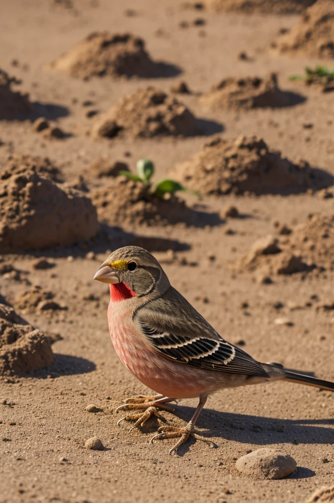 A geopiza Fortis finch in a drought on Daphne Island in the Galapagos
