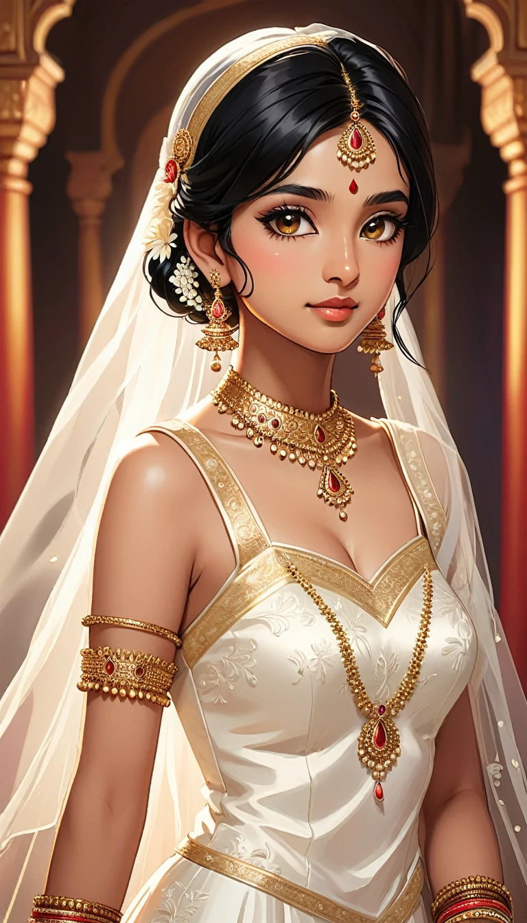 Indian descent、bride、Upper Body、Black Hair、Girl