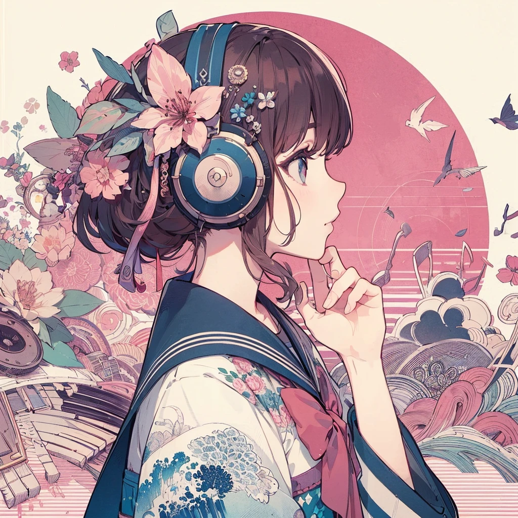 Wallpaper, ultra-detailed, (((highly detailed eyes and face))), profile, masterpiece, top quality, realistic portrait, (ZenTangle, Mandala, Tangle, EnTangle), intricate clothes, highly detailed, dynamic angles, most beautiful form of chaos, elegant, Asian taste