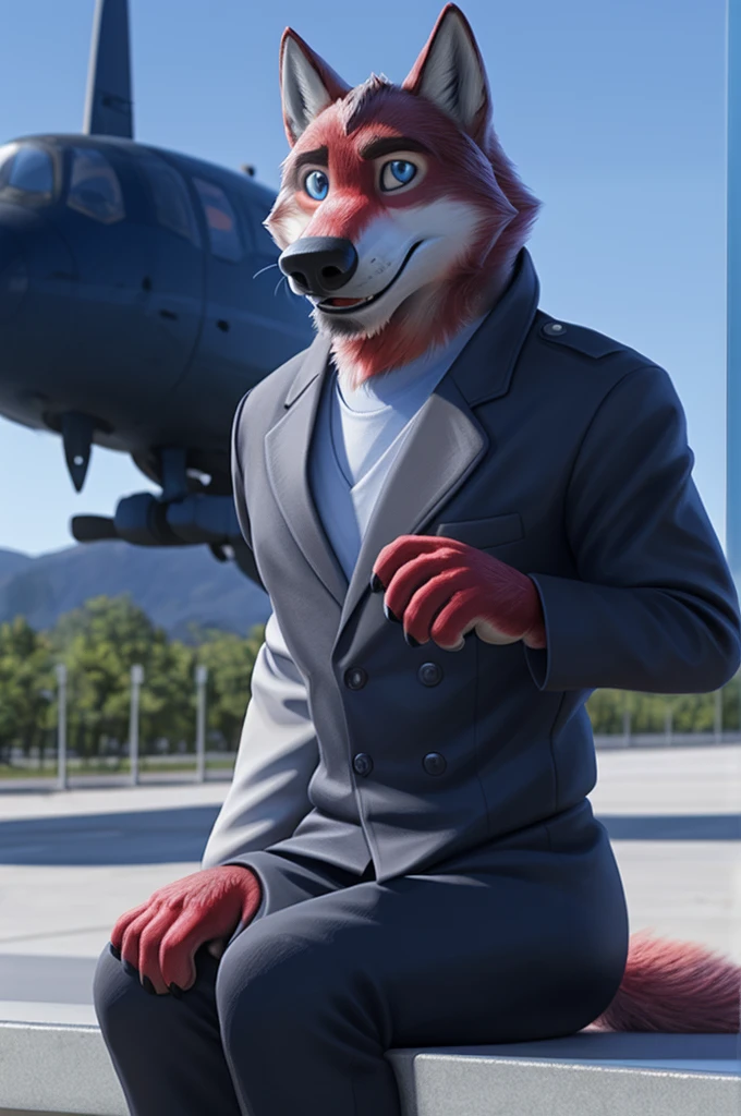 Ivan Fedorovich Wolfbach (Novosibirsk) ,tall handsome, wolf,young, 24 years, brown fur,Kind,(red body:1.3),beautiful blue eyes,Novosibirsk,dressed,civil aviation pilot uniform,White shirt,commander's epaulettes, black tie, trousers,airline pilot, commander's cap, trousers,canine, wolf, detailed fur, male, second, paw pads, finger claws,At the viewer, 5 fingers, paws, 5 fingers, smile, wrist watch, т nextel,by xenoforge, (difficult, high detail, digital photography, soft focus, RAW,goes for a walk, ,Very close to the camera,airport,Novosibirsk, smile, good mood, positive, Very close to the camera, plaid shirt, At the hairdresser, without hair, captain's epaulets,
Photorealism, realistic, photorealistic, digital style, Subsurface scattering,I look at the viewer,is sitting, looks at the mirror, men's cosmetics, perfume perfumery, plaid shirt,
masterpiece, Best quality, ultra realistic, 8 thousand.)