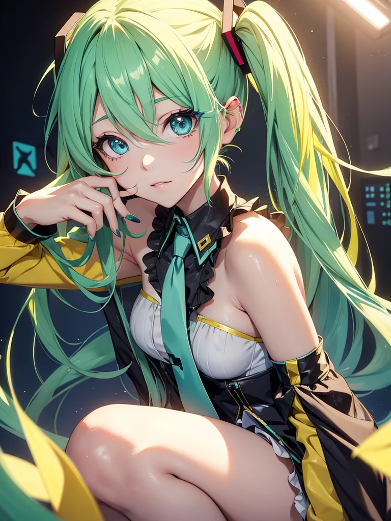 Hatsune miku, makeup, yellow hair