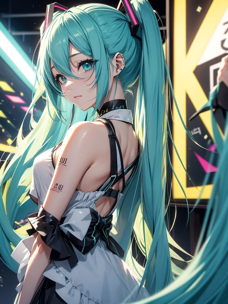 Hatsune miku, makeup, yellow hair
